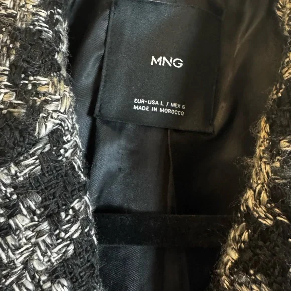 Mango Double-Breasted Houndstooth Blazer Tweed Blazer - Picture 4 of 8